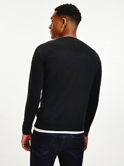 Tommy Hilfiger Regular Fit Crew Neck Jumper Truien Heren Zwart | TH203FPG