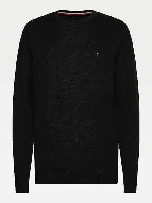 Tommy Hilfiger Regular Fit Crew Neck Jumper Truien Heren Zwart | TH203FPG