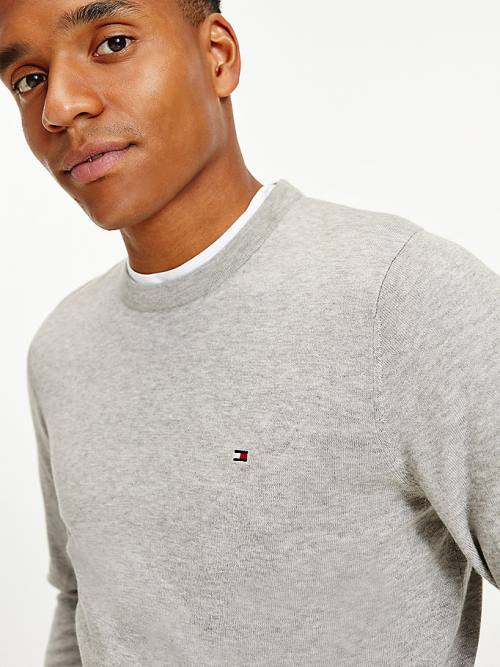 Tommy Hilfiger Regular Fit Crew Neck Jumper Truien Heren Grijs | TH874ODR