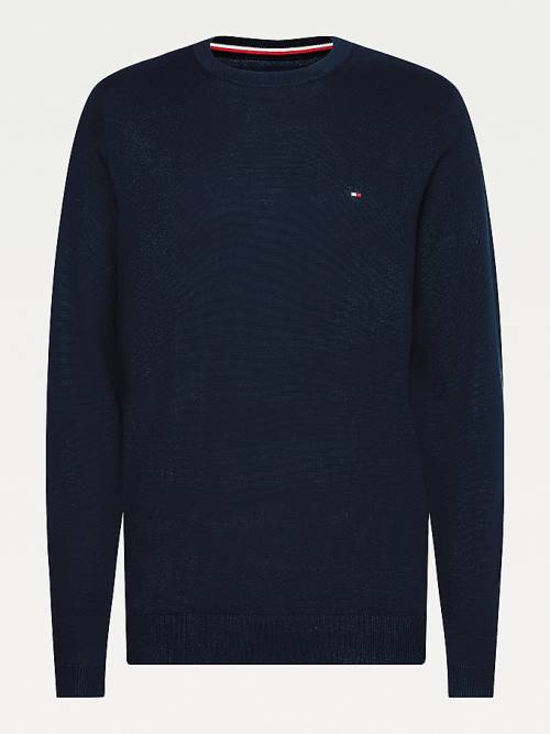 Tommy Hilfiger Regular Fit Crew Neck Jumper Truien Heren Blauw | TH985NGO