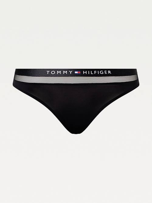 Tommy Hilfiger Regular Fit Mesh String Ondergoed Dames Zwart | TH427EFV