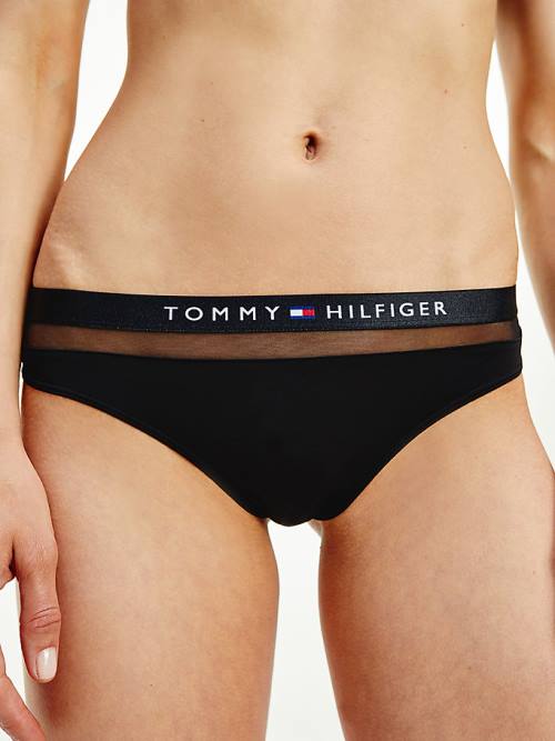 Tommy Hilfiger Regular Fit Mesh String Ondergoed Dames Zwart | TH427EFV