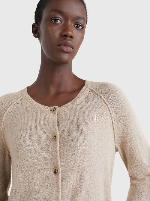 Tommy Hilfiger Relaxed Fit Cardigan Truien Dames Beige | TH905SLK