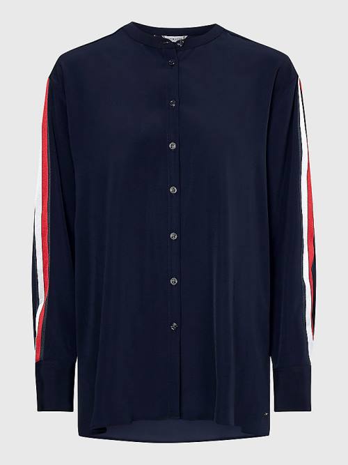 Tommy Hilfiger Relaxed Fit Crepe Blouse Dames Blauw | TH605FRW