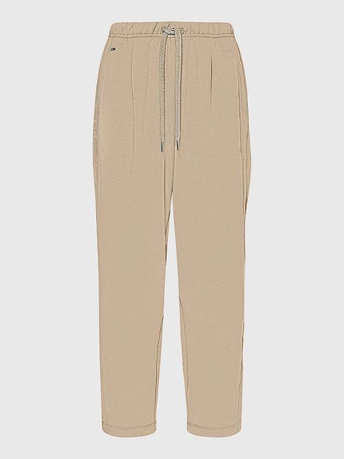 Tommy Hilfiger Relaxed Fit Drawstring Broek Dames Beige | TH682NDZ