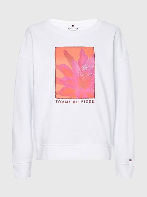 Tommy Hilfiger Relaxed Fit Floral Sweatshirts Dames Wit | TH396EJG