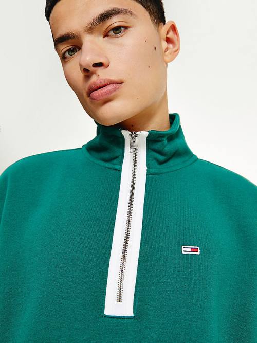 Tommy Hilfiger Relaxed Fit Half-Zip Fleece Sweatshirts Heren Groen | TH371XNO