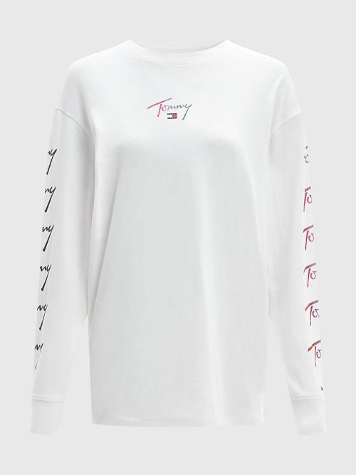 Tommy Hilfiger Relaxed Fit Long Sleeve Ombre T-shirts Dames Wit | TH407GDY