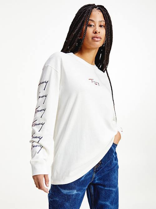 Tommy Hilfiger Relaxed Fit Long Sleeve Ombre T-shirts Dames Wit | TH407GDY