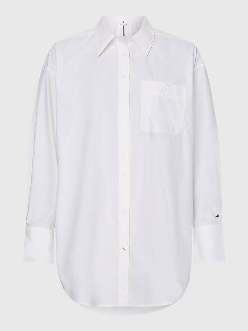 Tommy Hilfiger Relaxed Fit Organic Katoenen Poplin Overhemd Dames Wit | TH527BKF