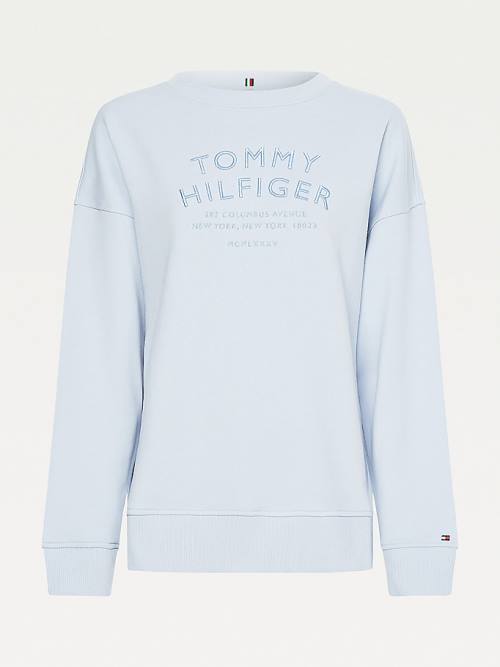 Tommy Hilfiger Relaxed Fit Text Embroidery Sweatshirts Dames Blauw | TH256KSH