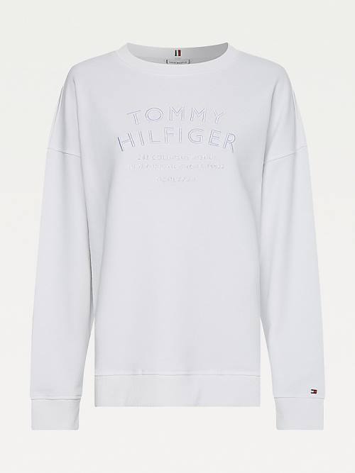 Tommy Hilfiger Relaxed Fit Text Embroidery Sweatshirts Dames Wit | TH512UHN