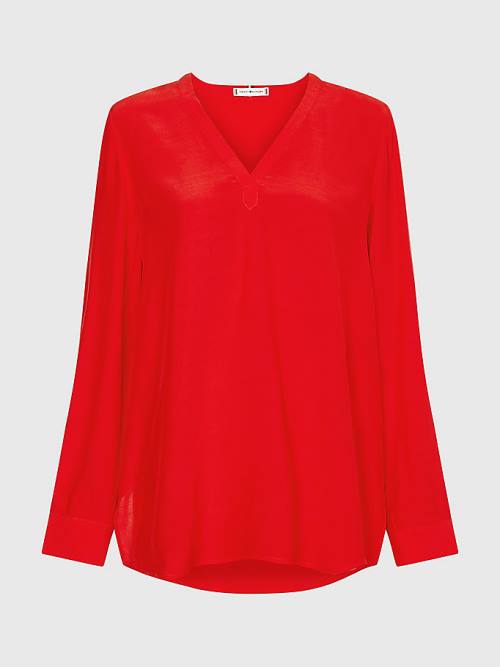 Tommy Hilfiger Relaxed Fit V-Neck Blouse Dames Oranje | TH369MCY