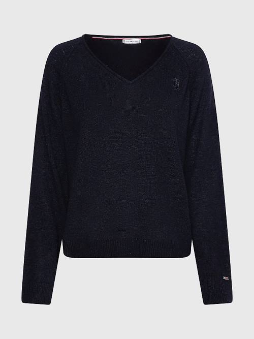 Tommy Hilfiger Relaxed Fit V-Neck Jumper Truien Dames Zwart | TH563LWM