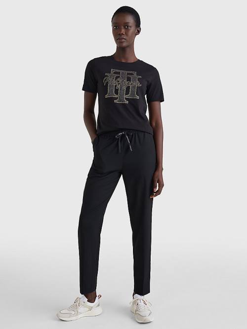 Tommy Hilfiger Relaxed Tapered Pull-On Broek Dames Zwart | TH209BZD