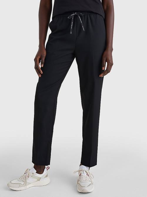 Tommy Hilfiger Relaxed Tapered Pull-On Broek Dames Zwart | TH209BZD