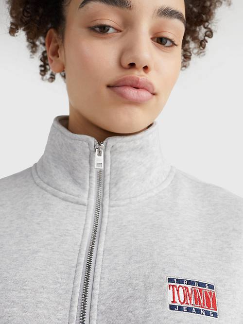 Tommy Hilfiger Relaxed Timeless Tommy Logo Half-Zip Sweatshirt Hoodie Dames Grijs | TH621QDT