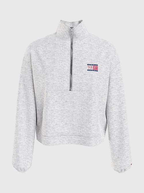 Tommy Hilfiger Relaxed Timeless Tommy Logo Half-Zip Sweatshirt Hoodie Dames Grijs | TH621QDT