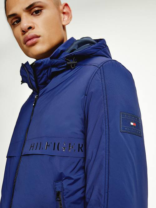 Tommy Hilfiger Removable Hood Stretch Nylon Jassen Heren Blauw | TH627GKB