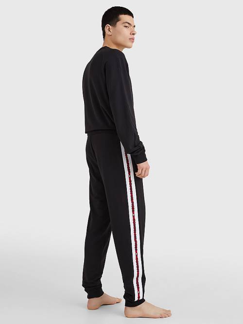 Tommy Hilfiger Repeat Logo Drawstring Joggers Pyjamas Heren Zwart | TH178UNB