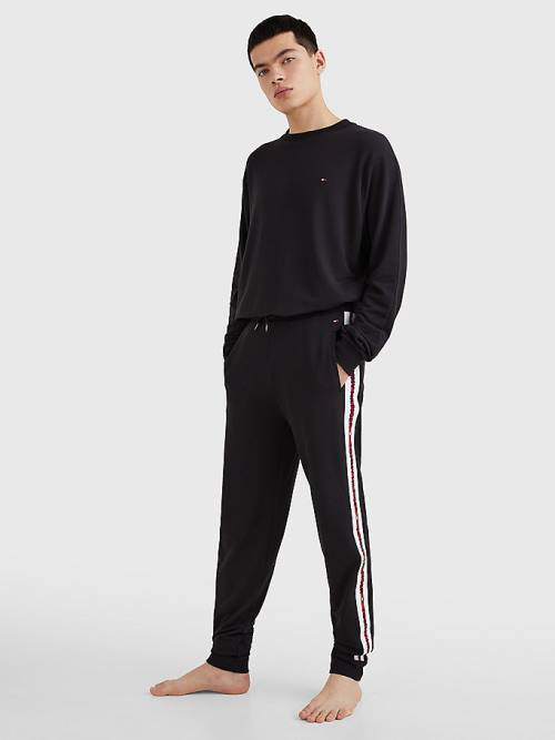 Tommy Hilfiger Repeat Logo Drawstring Joggers Pyjamas Heren Zwart | TH178UNB