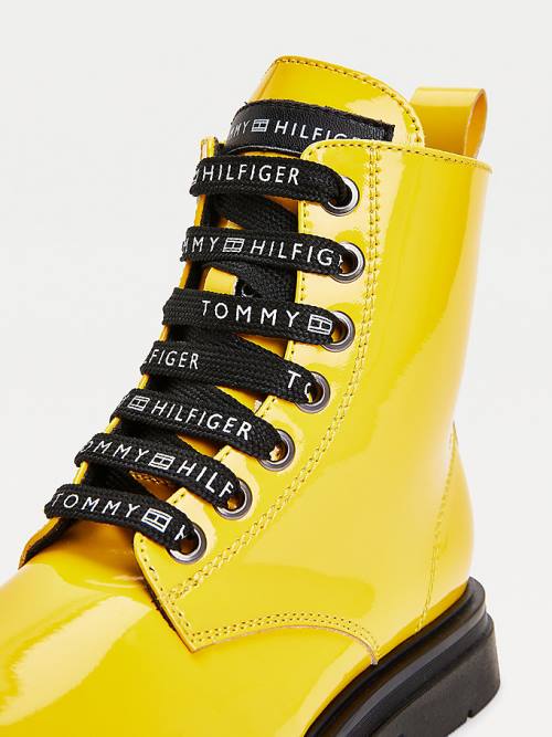 Tommy Hilfiger Repeat Logo Kanten-Up Schoenplaatjes Booties Laarzen Meisjes Geel | TH523CND