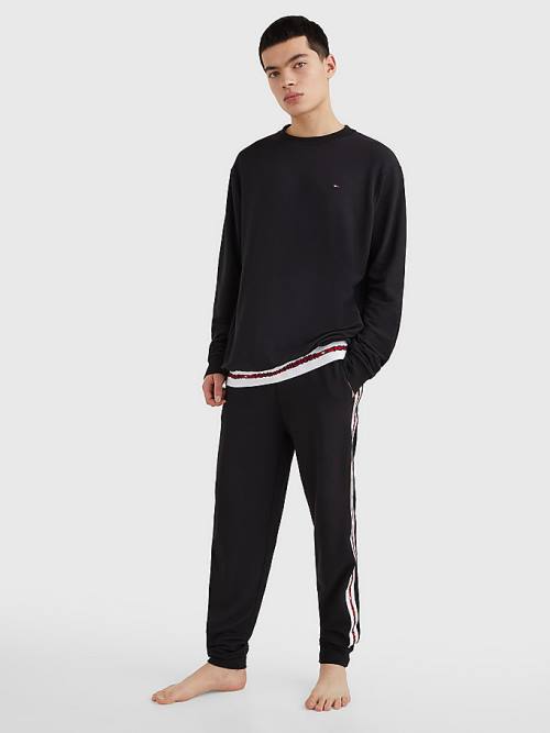 Tommy Hilfiger Repeat Logo Track Sweatshirt Pyjamas Heren Zwart | TH082SIO