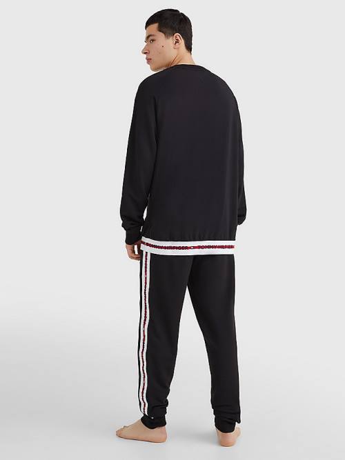 Tommy Hilfiger Repeat Logo Track Sweatshirt Pyjamas Heren Zwart | TH082SIO