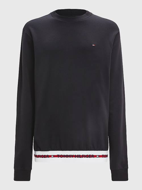 Tommy Hilfiger Repeat Logo Track Sweatshirt Pyjamas Heren Zwart | TH082SIO