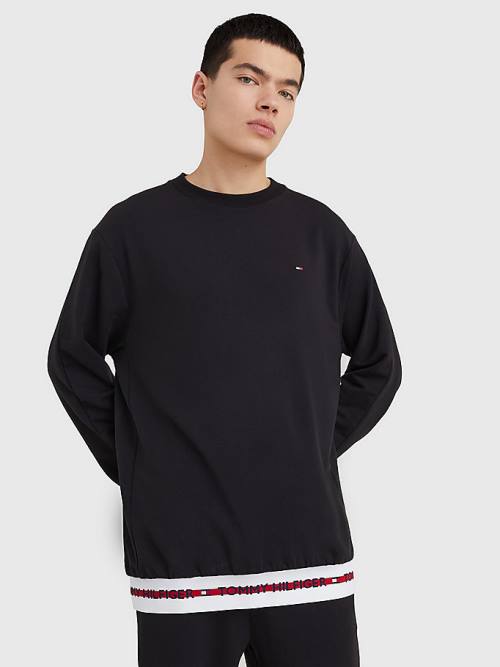 Tommy Hilfiger Repeat Logo Track Sweatshirt Pyjamas Heren Zwart | TH082SIO