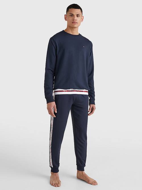 Tommy Hilfiger Repeat Logo Track Sweatshirt Pyjamas Heren Blauw | TH579HKV