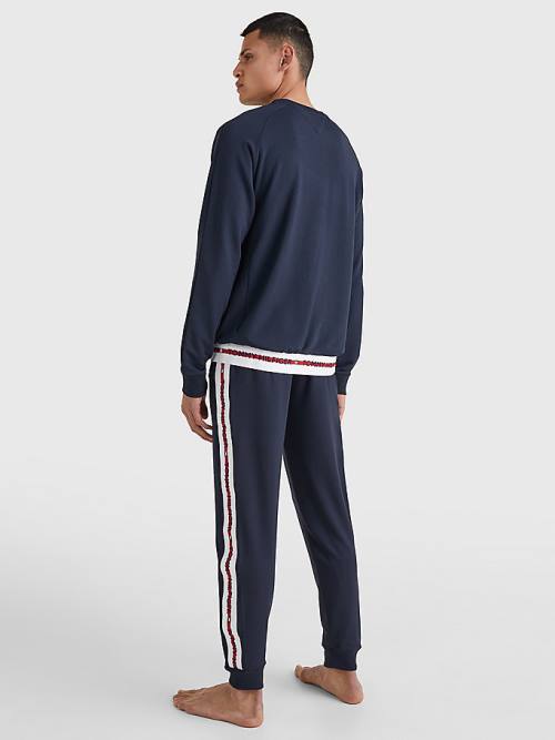 Tommy Hilfiger Repeat Logo Track Sweatshirt Pyjamas Heren Blauw | TH579HKV