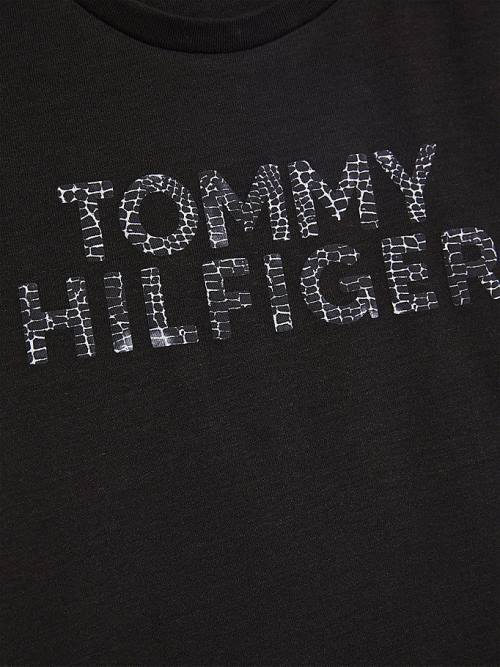 Tommy Hilfiger Reptile Print Logo Recycled T-shirts Meisjes Zwart | TH901FUV