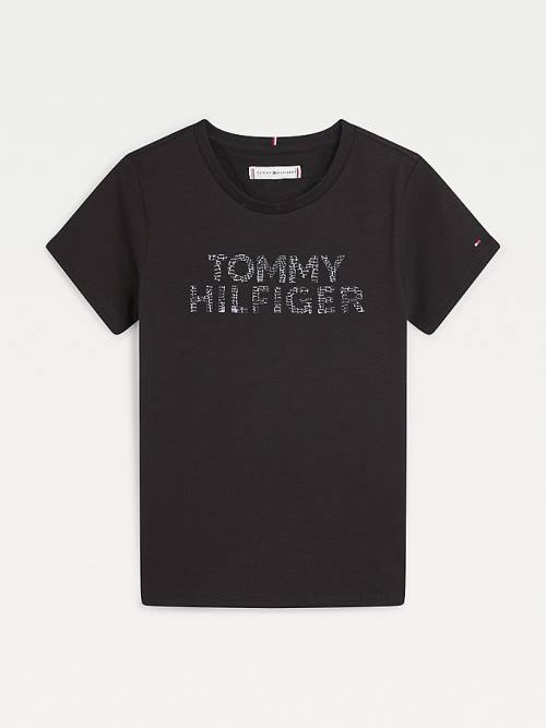 Tommy Hilfiger Reptile Print Logo Recycled T-shirts Meisjes Zwart | TH901FUV