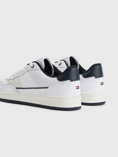 Tommy Hilfiger Retro Court Cupsole Mixed Sneakers Heren Wit | TH780EZJ