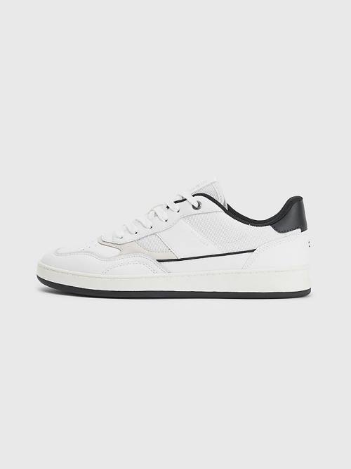 Tommy Hilfiger Retro Court Cupsole Mixed Sneakers Heren Wit | TH780EZJ