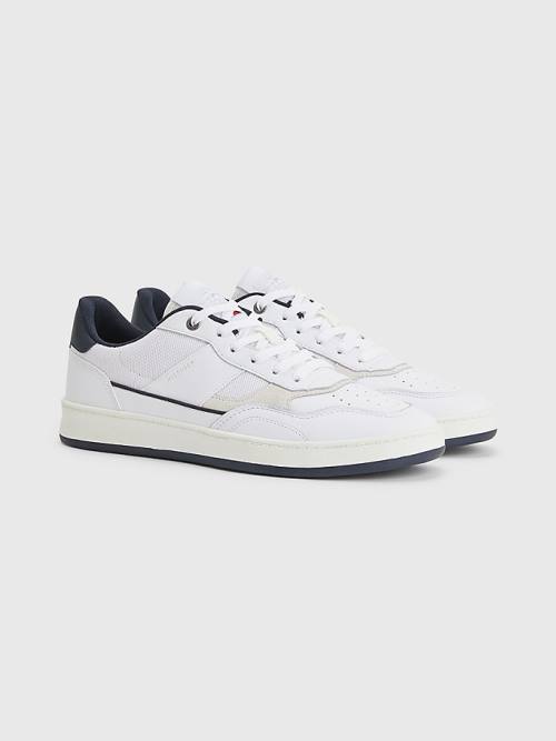 Tommy Hilfiger Retro Court Cupsole Mixed Sneakers Heren Wit | TH780EZJ