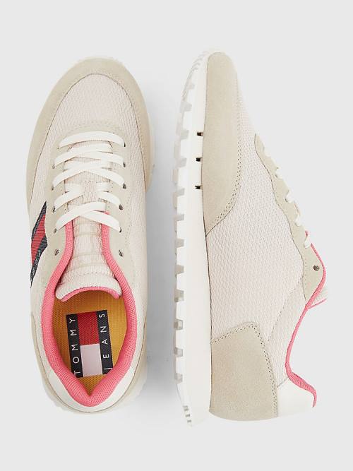 Tommy Hilfiger Retro Mixed Texture Runner Sneakers Dames Beige | TH693XBL