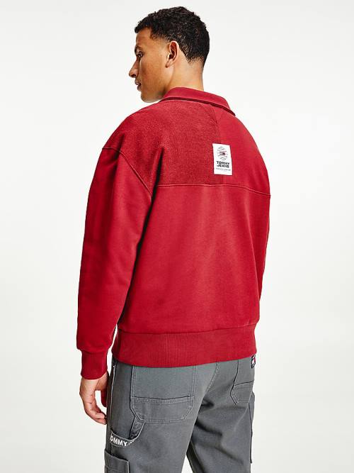 Tommy Hilfiger Reversible Relaxed Fit Half-Zip Sweatshirts Heren Rood | TH953TVJ