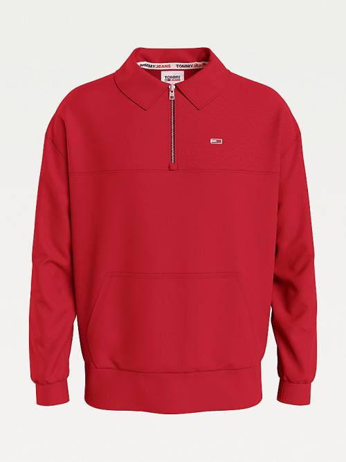 Tommy Hilfiger Reversible Relaxed Fit Half-Zip Sweatshirts Heren Rood | TH953TVJ