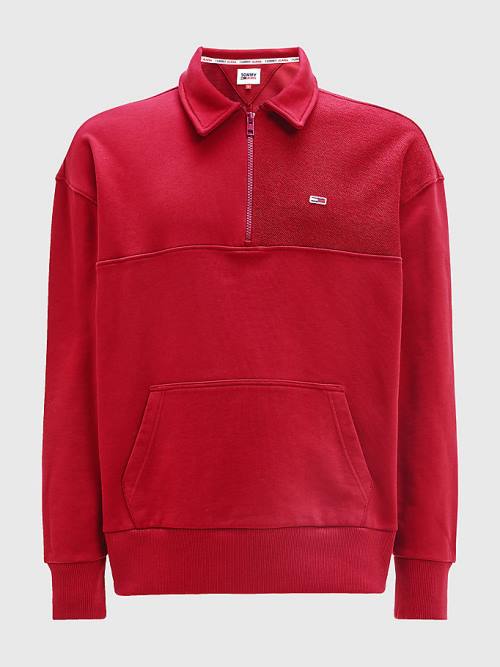 Tommy Hilfiger Reversible Relaxed Fit Half-Zip Sweatshirts Heren Rood | TH953TVJ