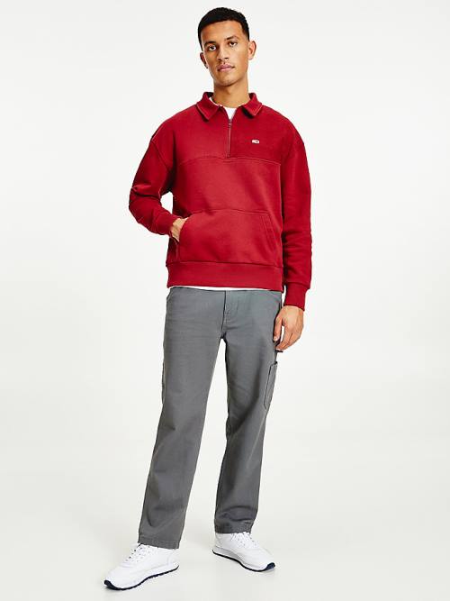 Tommy Hilfiger Reversible Relaxed Fit Half-Zip Sweatshirts Heren Rood | TH953TVJ