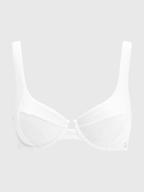 Tommy Hilfiger Ribbed Balconette Bikini Top Zwemkleding Dames Wit | TH107OFW