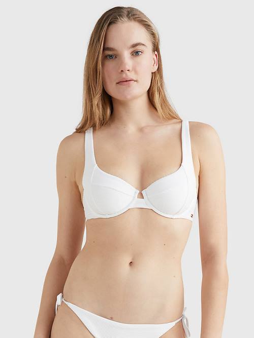 Tommy Hilfiger Ribbed Balconette Bikini Top Zwemkleding Dames Wit | TH107OFW