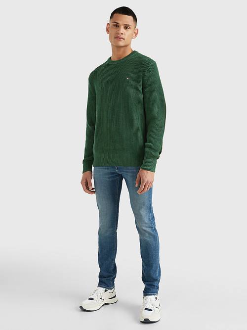 Tommy Hilfiger Ribbed Crew Neck Relaxed Fit Jumper Truien Heren Groen | TH197JCN