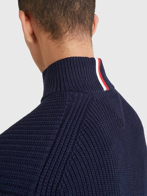 Tommy Hilfiger Ribbed Half-Zip Relaxed Fit Jumper Truien Heren Blauw | TH652AXK