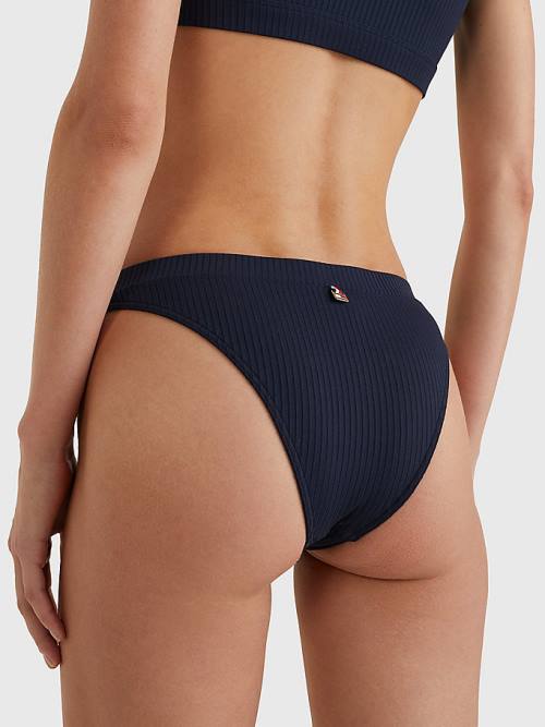 Tommy Hilfiger Ribbed High Leg Bikini Bottoms Zwemkleding Dames Blauw | TH651XUN