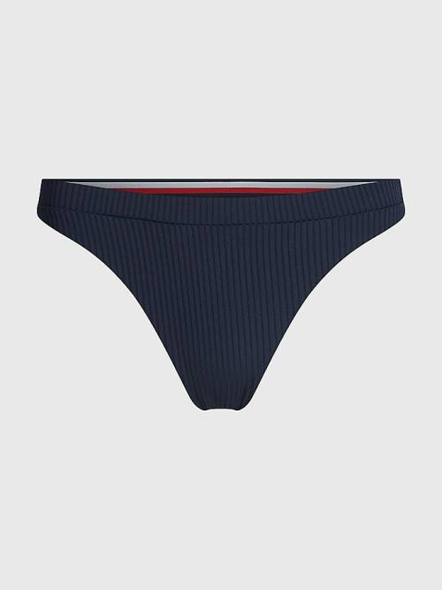 Tommy Hilfiger Ribbed High Leg Bikini Bottoms Zwemkleding Dames Blauw | TH651XUN