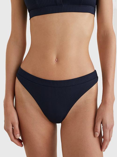 Tommy Hilfiger Ribbed High Leg Bikini Bottoms Zwemkleding Dames Blauw | TH651XUN