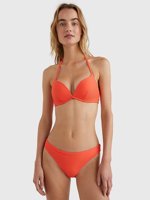 Tommy Hilfiger Ribbed Klassieke Bikini Bottoms Zwemkleding Dames Rood | TH014SVY